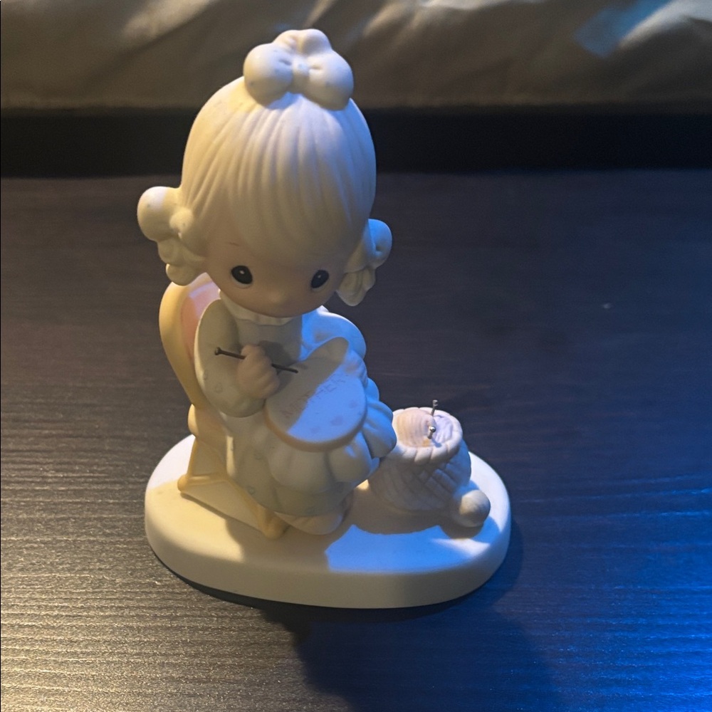 Precious Moments Cream Porcelain Seated Girl with Hoop no box